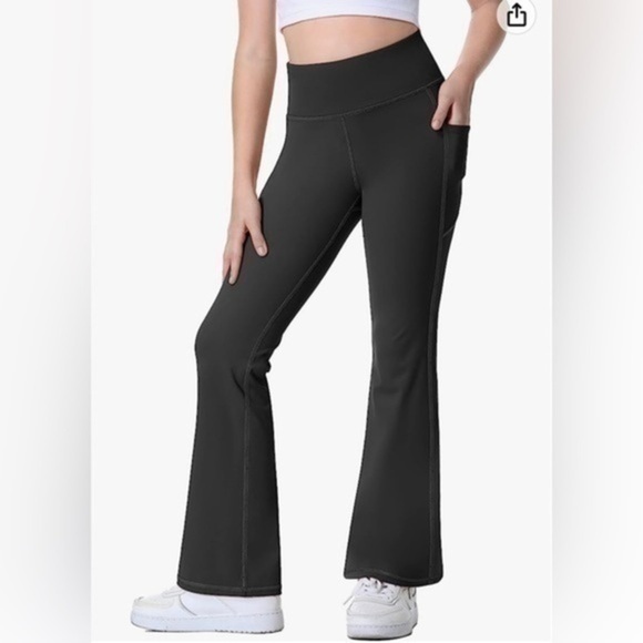 NWT  IUGA Girl's High Waist Pants Flare Leggings with Pockets (13-14year old) - Picture 1 of 9